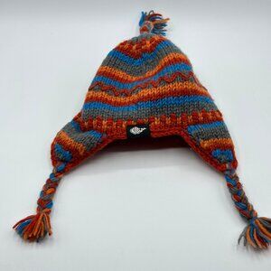 Everest Designs 100% Wool Striped Fleece Earflap Hat Made in Nepal Toddler 2-4